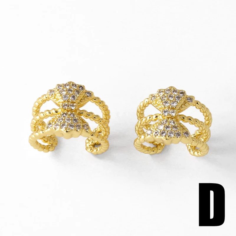 Jewelry hot sale irregular earrings for women gold-plated zircon C-shaped ear bone clip earrings era143
