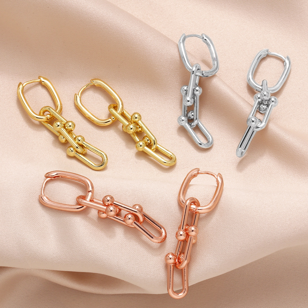 European and American style niche design U-shaped chain earrings fashionable and simple high-end gold-plated earrings erz47