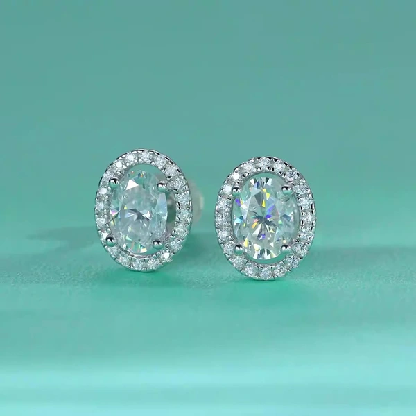 Micro-inlaid daily wear earrings for women, oval geometric inlaid zircon jewelry factory direct sales earrings