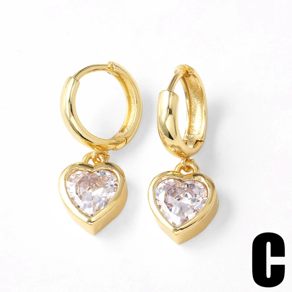 AS jewelry hot selling inlaid zircon heart flower copper plated real gold earrings earrings female err06