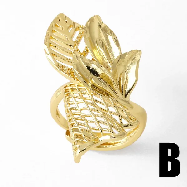 AS jewelry hot selling hollow leaf open ring female copper plated 18k close ring ring rij57