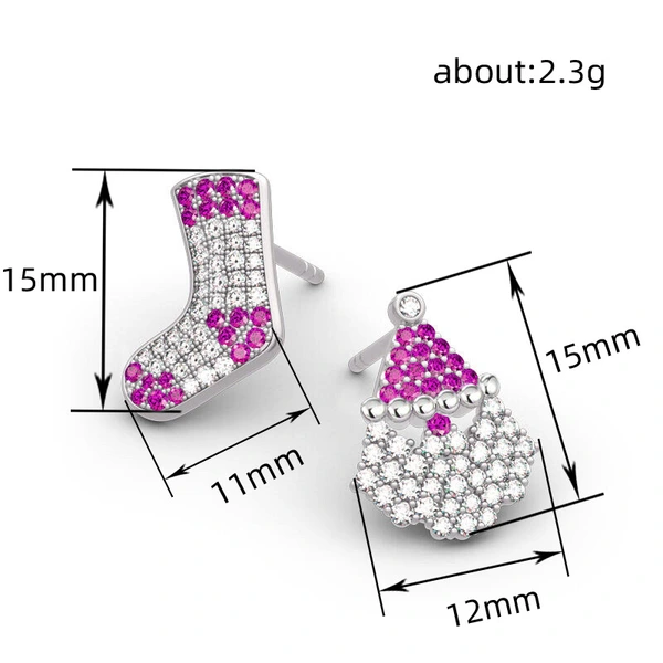  Christmas festive atmosphere earrings asymmetrical cute earrings for women popular style micro-inlaid zircon jewelry