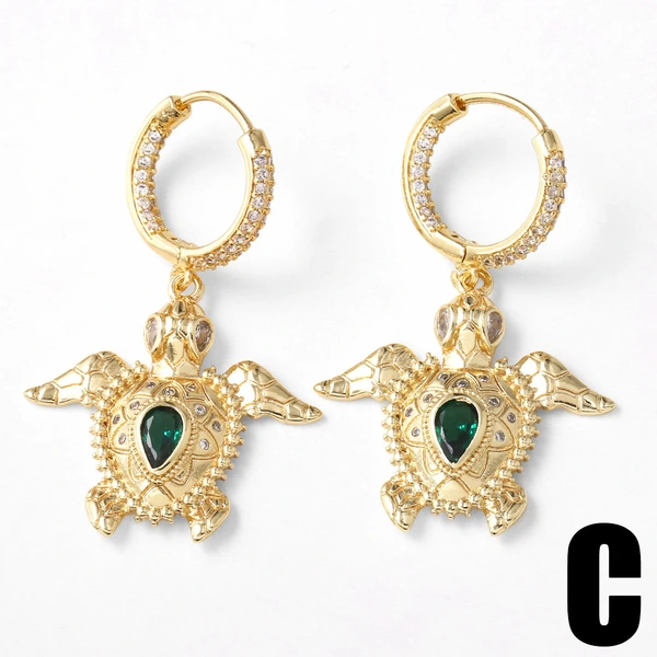 AS jewelry new hot selling copper plated real gold turtle oil drop pendant earrings earrings erg54 earrings