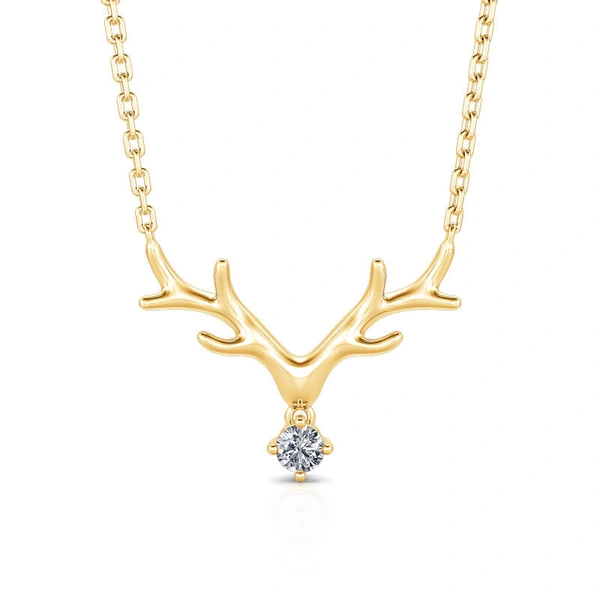  Simple large deer antler pendant necklace inlaid with zircon fashion jewelry women's Christmas holiday classic necklace
