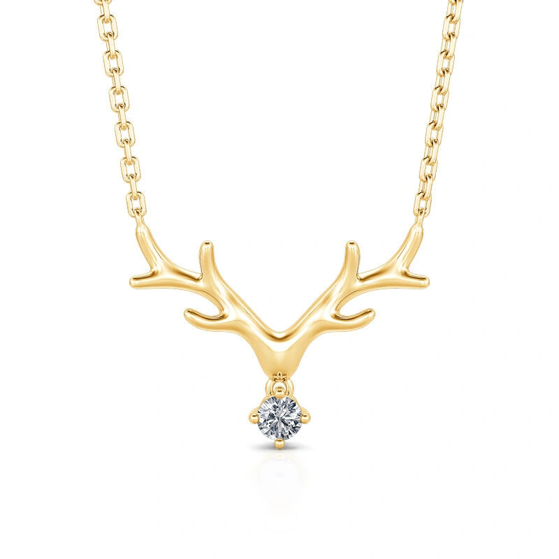  Simple large deer antler pendant necklace inlaid with zircon fashion jewelry women's Christmas holiday classic necklace