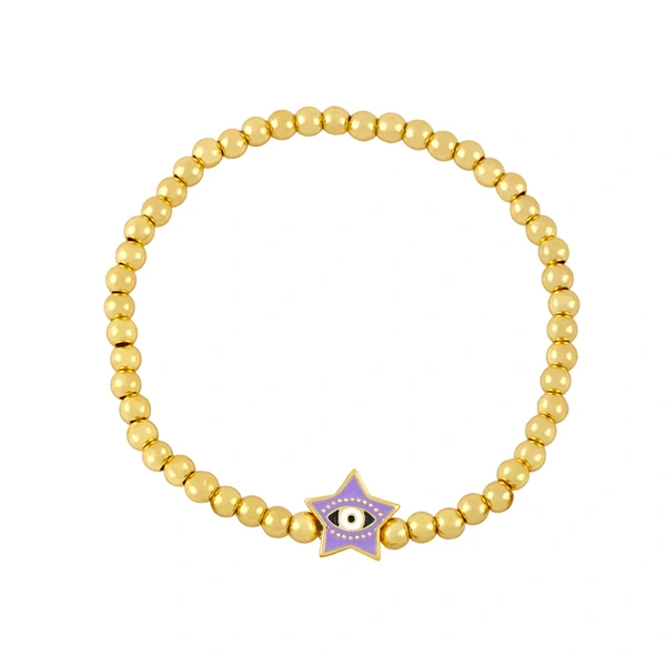 Clearance Five-pointed Star Devil's Eye Beaded Bracelet Women's European and American Simple Gold Bead Elastic Bracelet bre74