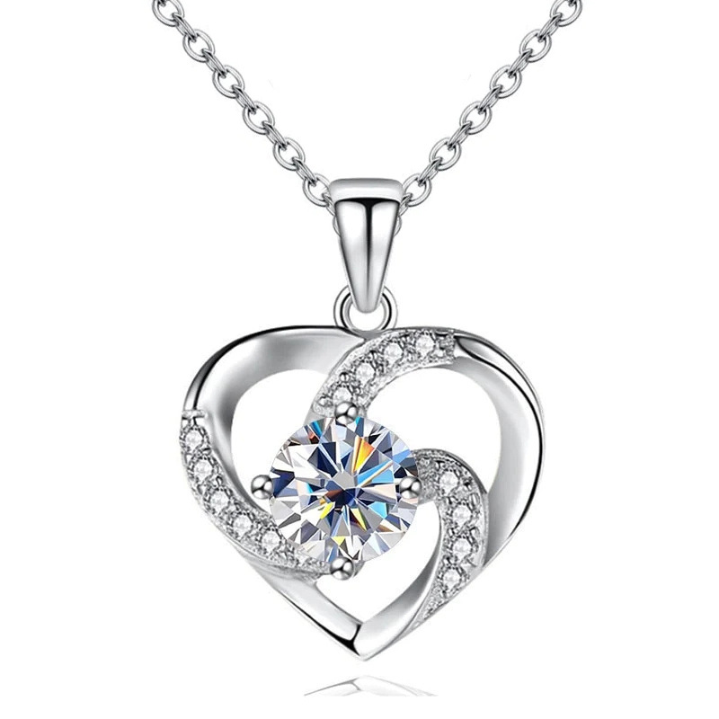  Hot selling heart elegant necklace for women in Europe and America, sweet heart-shaped necklace, fashionable micro-inlaid zircon