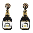 Clearance European and American exaggerated champagne bottle rice bead sequin earrings female embroidered letters CHAMEAGNE earrings ery15