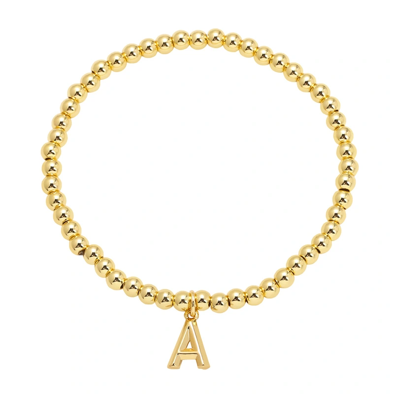 AS jewelry hot selling gold three-dimensional 26 English letters beaded bracelet bracelet brb34