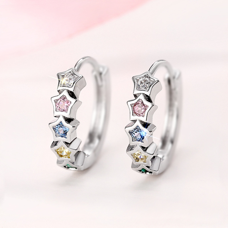 y2k sweet colored zircon earrings fashionable and exquisite star design earrings Korean version of the hottest