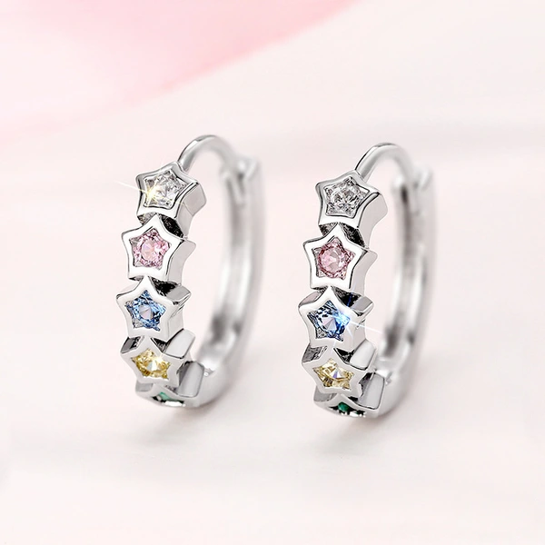 y2k sweet colored zircon earrings fashionable and exquisite star design earrings Korean version of the hottest