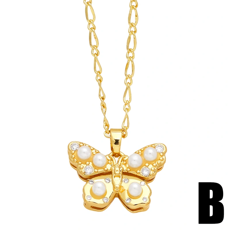 European and American jewelry temperament pearl butterfly necklace personality bee clavicle chain versatile necklace wholesale nkn03