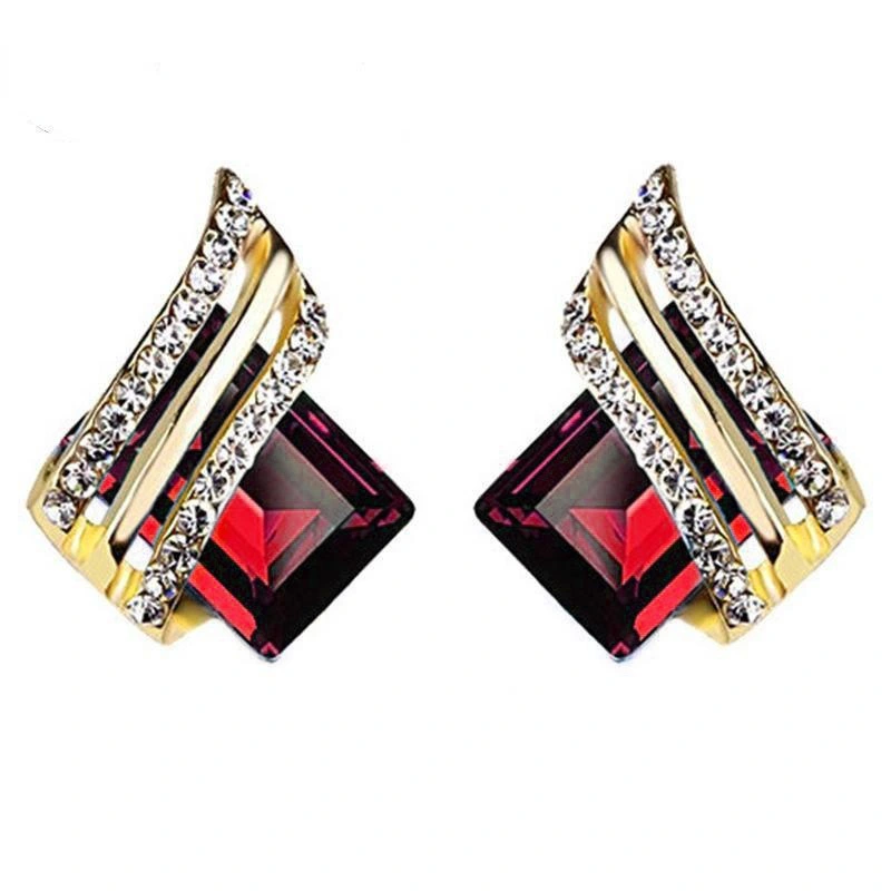 Temperament personality wing earrings new style trendy all-match round face earrings geometric quadrilateral elite female earrings