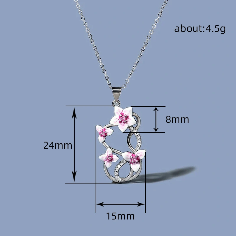 Dielianhua fresh and versatile necklace, noble peach and plum blossom pendant, flower series popular cute necklace