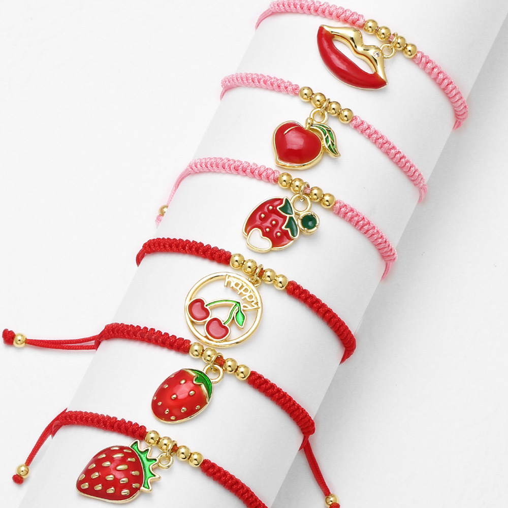 AS jewelry new fruit strawberry pendant red rope braided bracelet brj53 bracelet