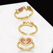 Clearance AS European and American colored zircon ring niche love love ring open ring riq51