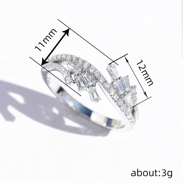  Geometric new shiny multi-layer cross ring for women Micro-inlaid zircon engagement gift fashion ring for women