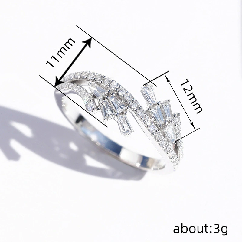  Geometric new shiny multi-layer cross ring for women Micro-inlaid zircon engagement gift fashion ring for women