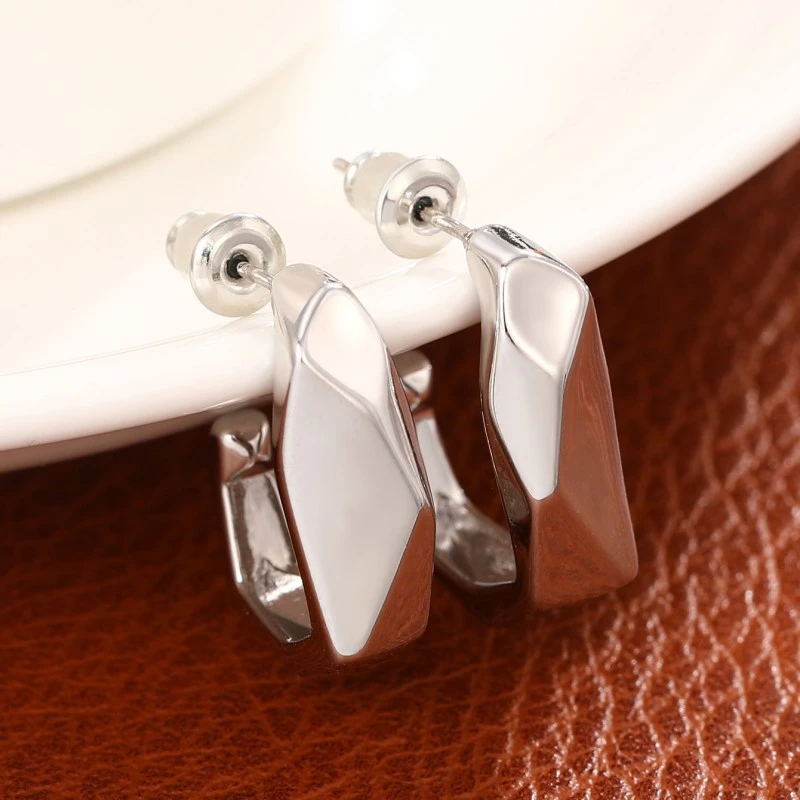 Personalized square design folding earrings unique design irregular earrings geometric metal earrings for women