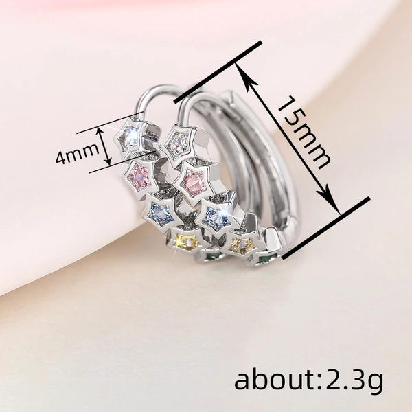 y2k sweet colored zircon earrings fashionable and exquisite star design earrings Korean version of the hottest