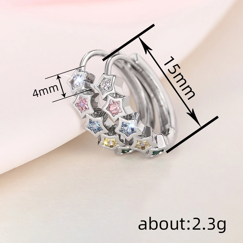 y2k sweet colored zircon earrings fashionable and exquisite star design earrings Korean version of the hottest
