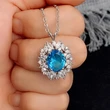 New Colored Gemstone Series Light Luxury Imitation Sapphire Pendant Women's Necklace Manufacturer Supply Wholesale