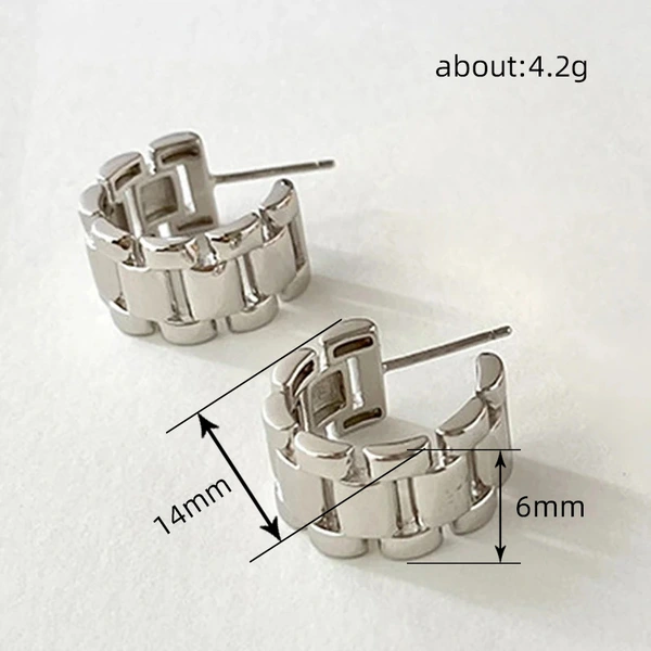 Metallic strap earrings, niche design, high-end temperament, fashionable earrings, personality, cool style earrings