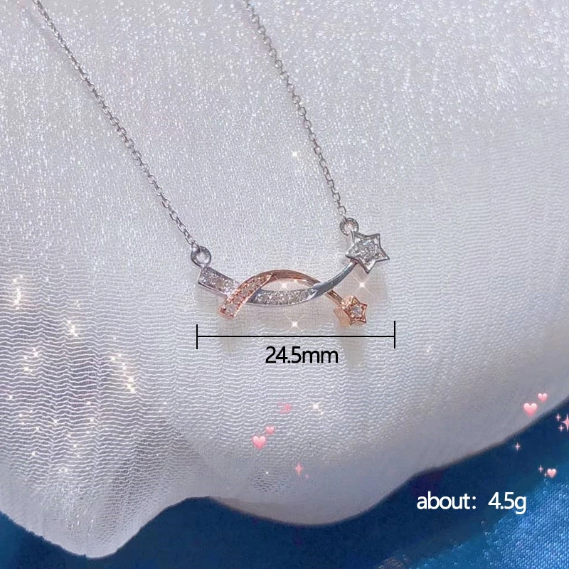 Light luxury niche meteor necklace simple forest style two-color star pendant clavicle chain Japanese and Korean all-match necklace