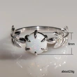 European and American new hand jewelry artificial opal opal synthetic opal ring simple leaf ring