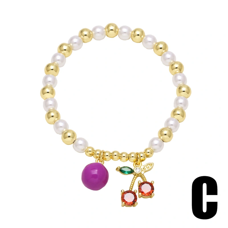 AS jewelry European and American retro fashion love heart bracelet copper plated 18k gold cherry pearl bracelet female brm85