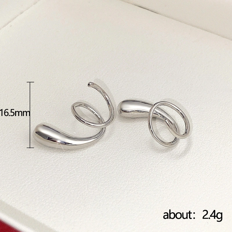   New design earrings niche design glossy geometric wave ear clip hip hop party earrings