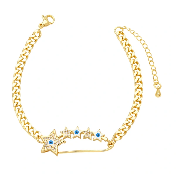 New star pin bracelet European and American fashion gold-plated oil drop Baku chain bracelet jewelry wholesale brm22