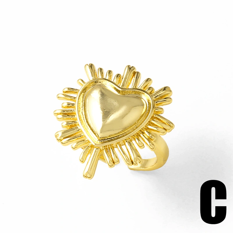 AS jewelry European and American hot style love heart full zircon open ring copper plated 18k gold ring female rij47