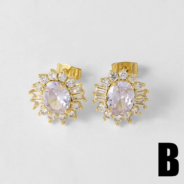 AS jewelry micro-inlaid zircon earrings copper plated 18k gold love heart earrings earrings female ery08