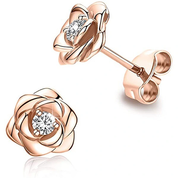 Rose series small fragrance style earrings flower design exquisite fashion sweet style versatile temperament earrings