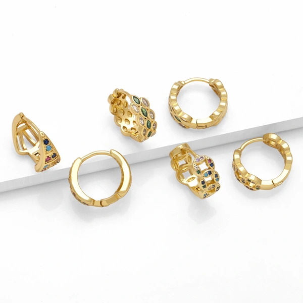 European and American fashion high-end earrings for women niche design inlaid with colored zircon gold-plated earrings earrings eru21