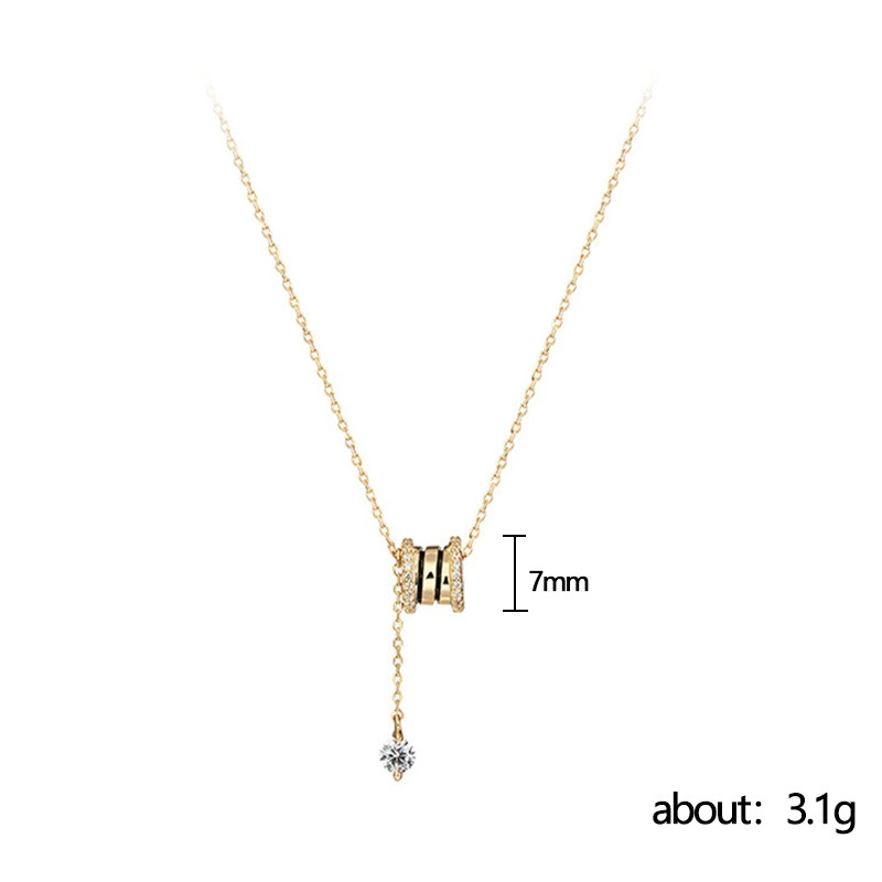 Popular jewelry trendy and versatile full diamond waist necklace classic cylindrical pendant necklace