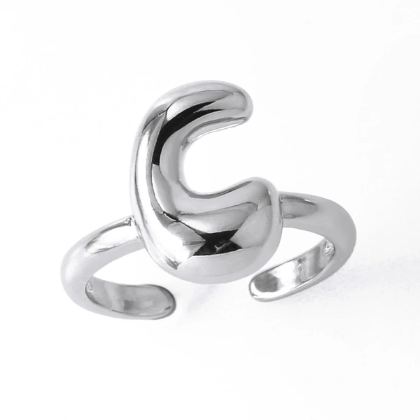 AS jewelry smooth 26 English letters ring female copper plated real gold open ring rih04