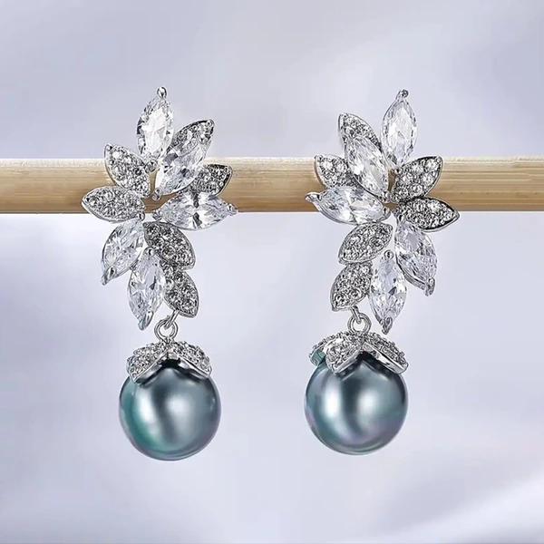 Korean high-end imitation pearl earrings Korean retro wheat ear flower earrings fashion earrings