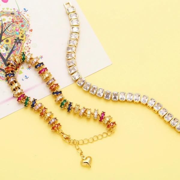 European and American new fashion colored zircon bracelet women light luxury high-end sense Internet celebrity retro colored diamond hand jewelry brc92