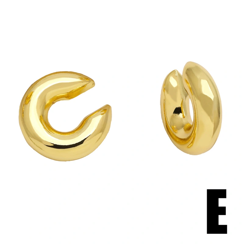 Clearance European and American simple glossy earrings female personality creative versatile gold-plated round ear clip earrings erz48