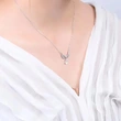  Korean exquisite wing angel necklace teardrop-shaped design imitation moonstone pendant niche sweet jewelry