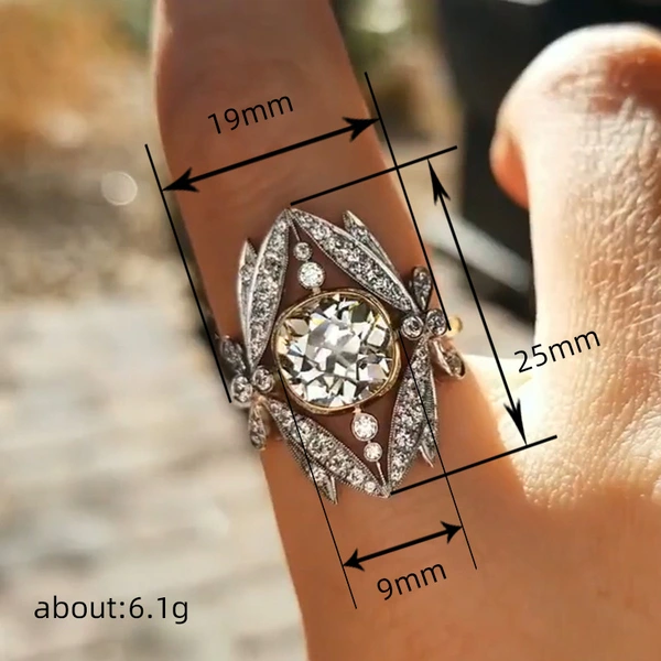   New crown ring unique design hollow domineering ring geometric high-end ring