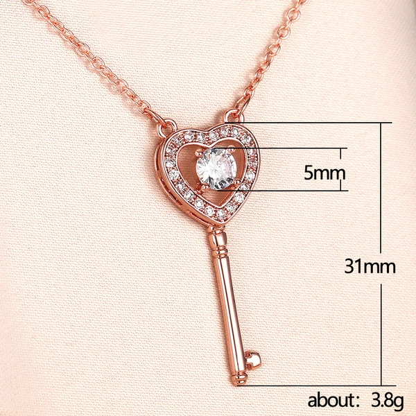 New women's fashion love key pendant necklace niche high-end trend clavicle chain female