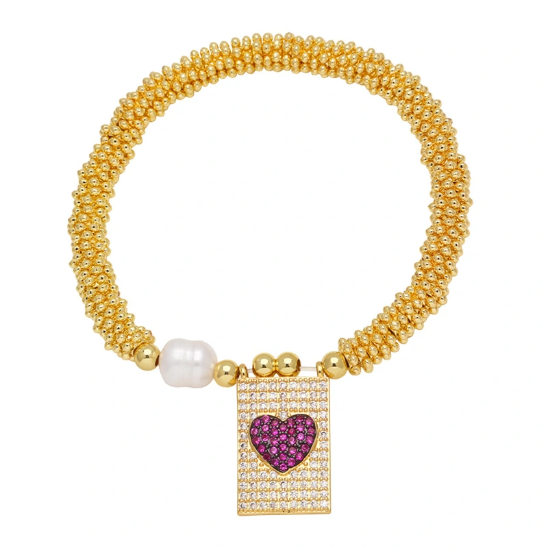 AS jewelry hot selling love pendant bracelet gold-plated full zircon hand jewelry bracelet brf07