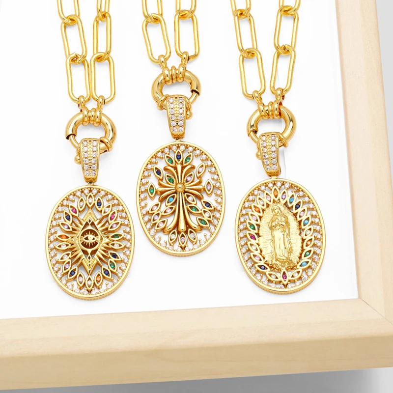 European and American simple fashion Virgin Mary necklace female personality creative retro pendant clavicle chain nkb835