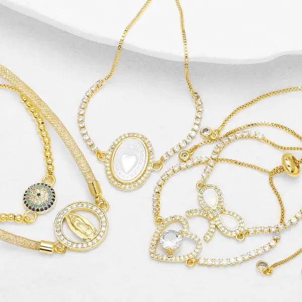 AS jewelry European and American love Virgin Mary bracelet female copper plated 18k gold bow bracelet brm21