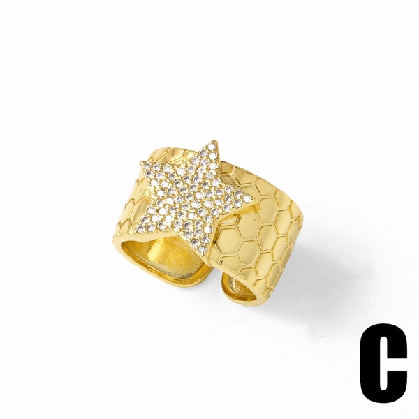 AS jewelry Europe and the United States hot selling high-end love heart five-pointed star open ring gold-plated ring rik45