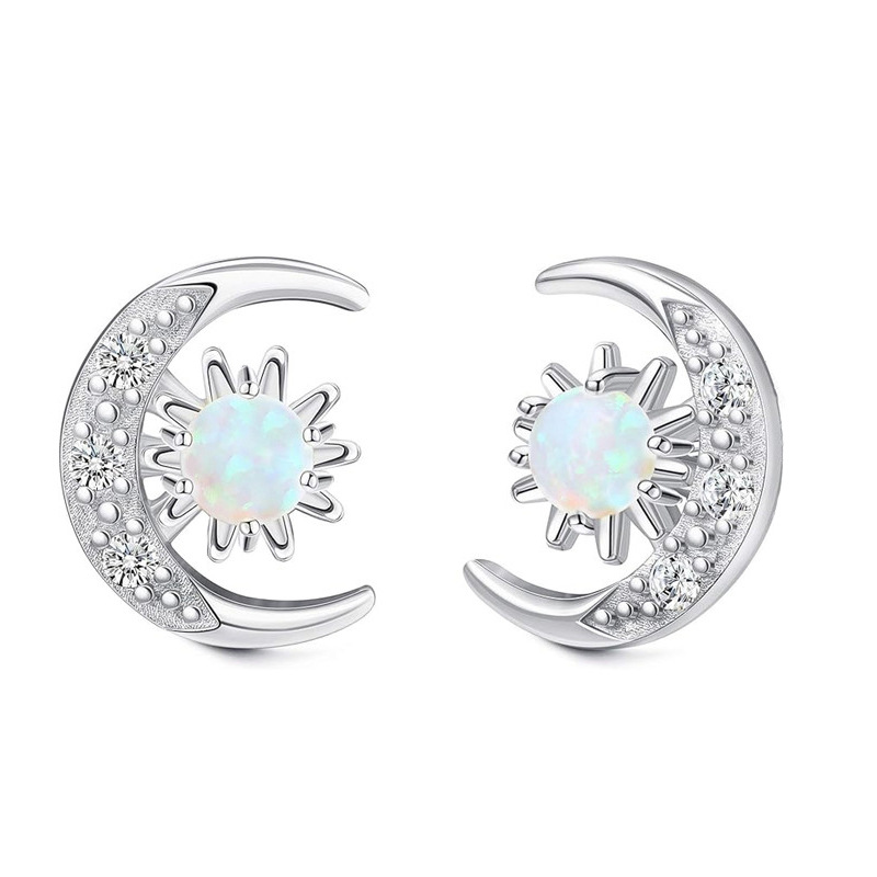   Factory direct sales design earrings imitation opal star and moon earrings exquisite niche earrings