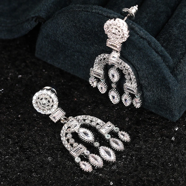 New Baroque palace style drop earrings heavy full diamond zircon wedding bridal earrings